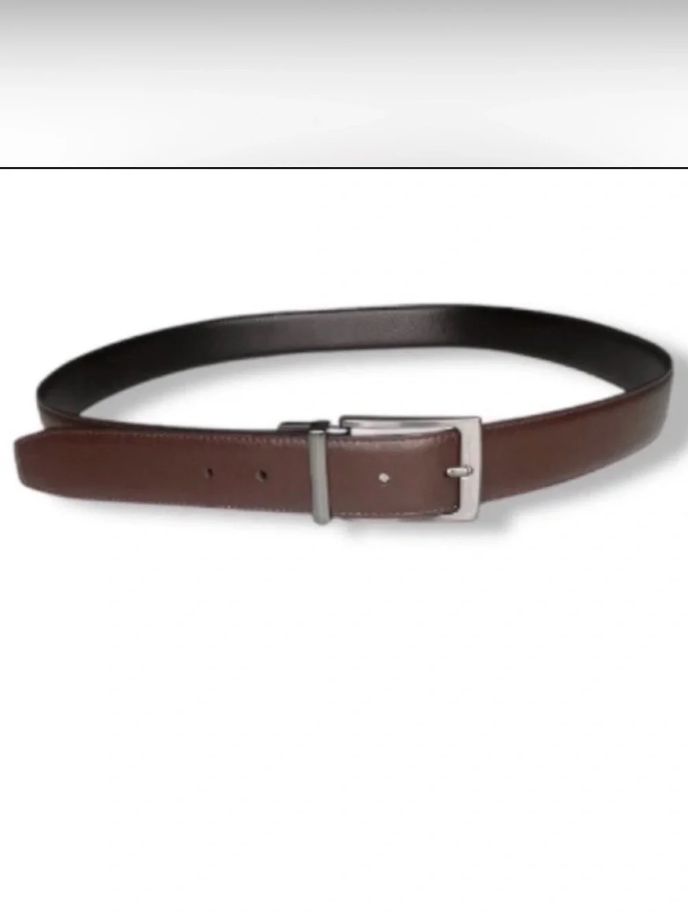 Nike Brown and Black Synthetic Leather Belt with Silver Buckle